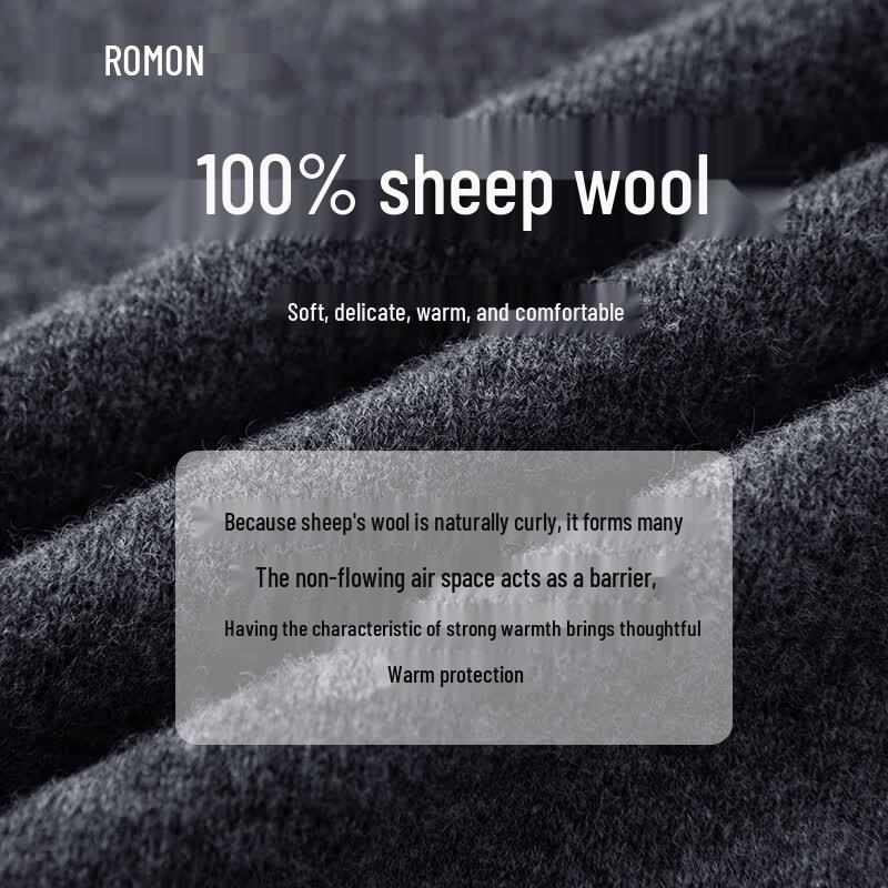 Luomeng Men's 100% Merino Wool Round Neck Pullover Sweater