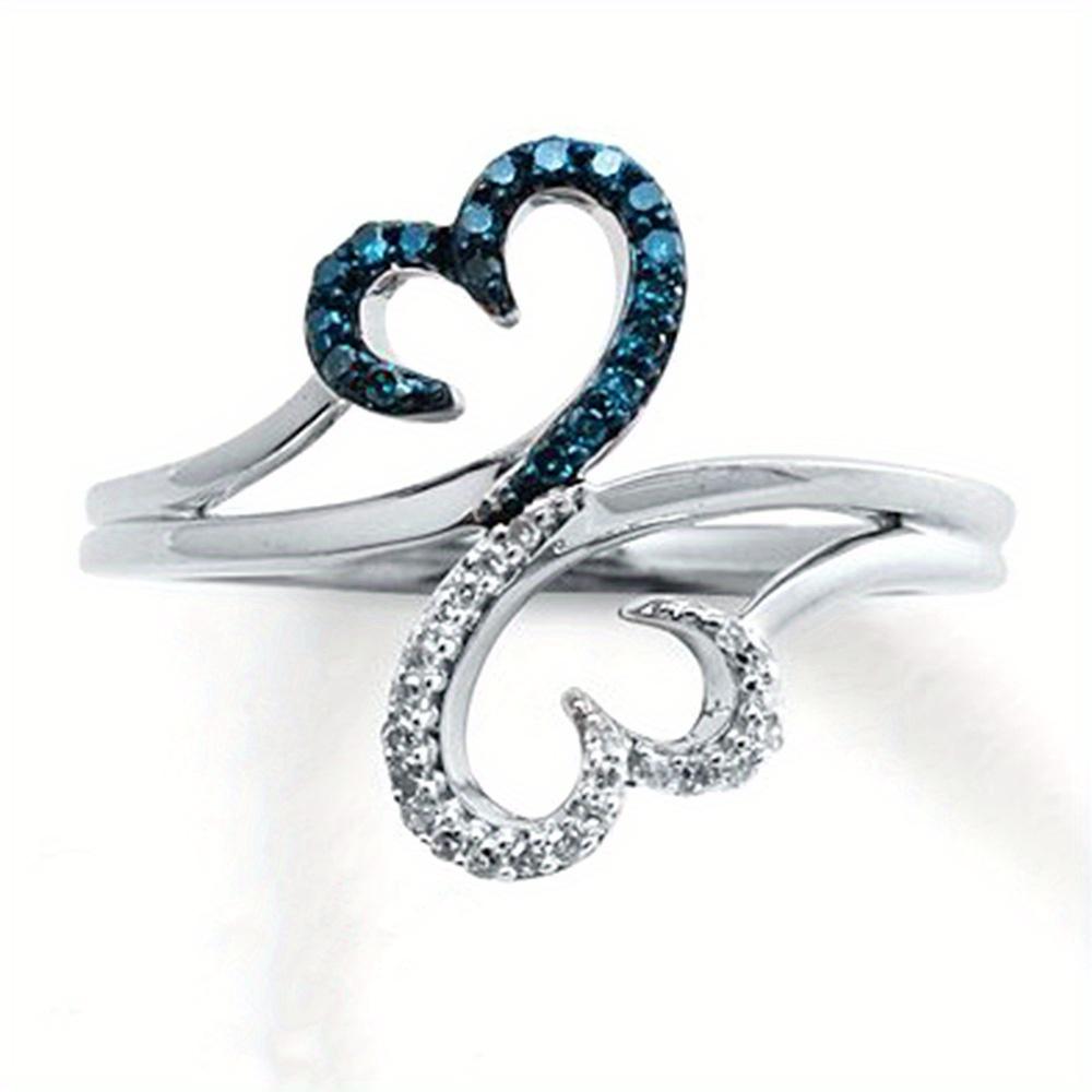 

1Pc Fashionable, Inlaid with Synthetic Zircon, Simple Hollow Heart Ring 10 серебряный