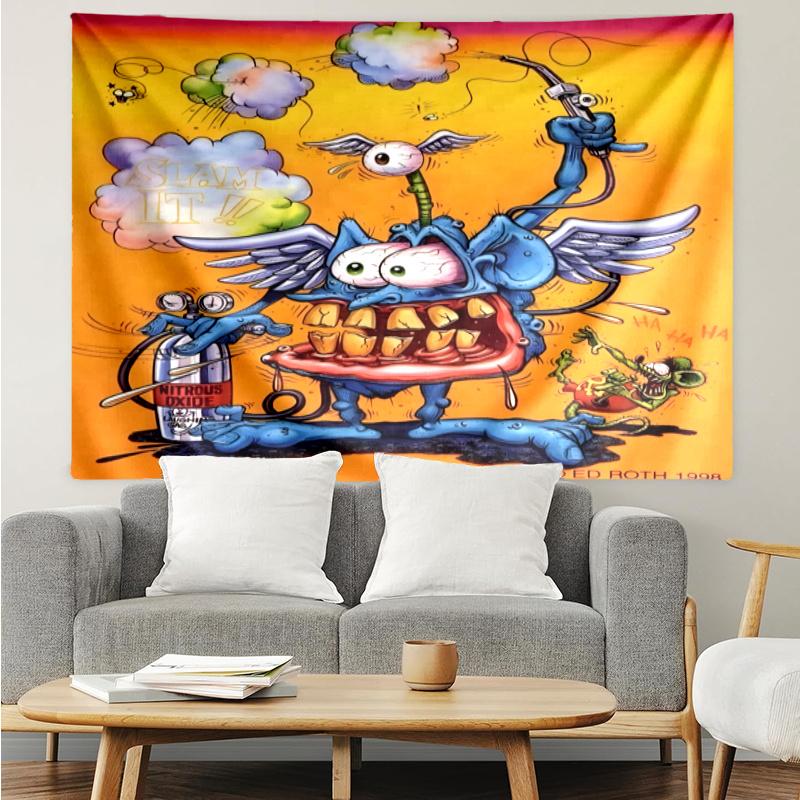 Rat Fink Power Wall Hanging Tapestry Wall Cloth Tapestries Decor Wall Bedroom Decoration