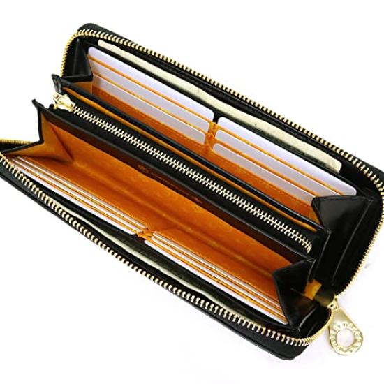 Castelbajac Round Zip Long Wallet with Coin Purse, Germain, 063615, Black