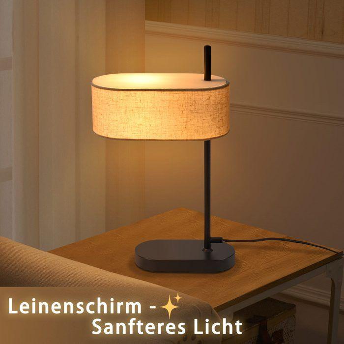Lampe de table - NETTLIFE - vintage - E14 - Abat-jour tissu noir - 44,5 cm