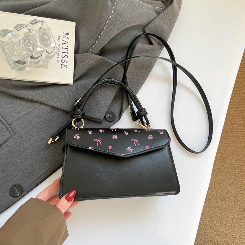 

Cute Carto PU Leather Women s Shoulder Bags Small Fresh Print Female Messenger Bag Fashi Casual Versatile Ladies Handbag чёрный