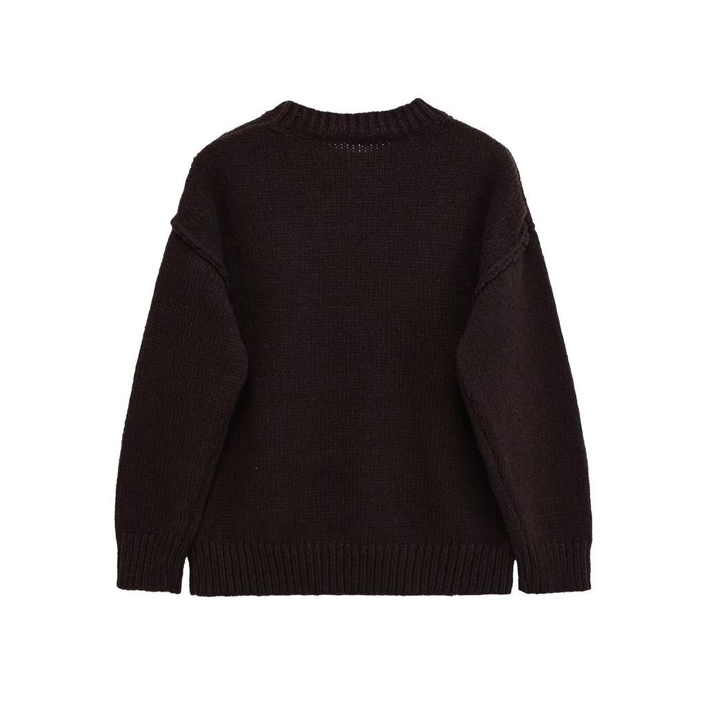 European and American style, new women's clothing, foreign style, fashionable sewing decorative knitted sweater 6771135