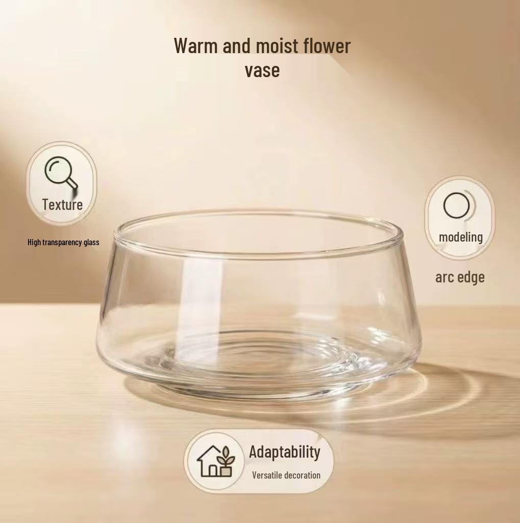 Large Transparent Glass Vase for Hydroponic Plants, Micro Landscapes, Office Decor, and Fish Tank Ornament - Moss Green.