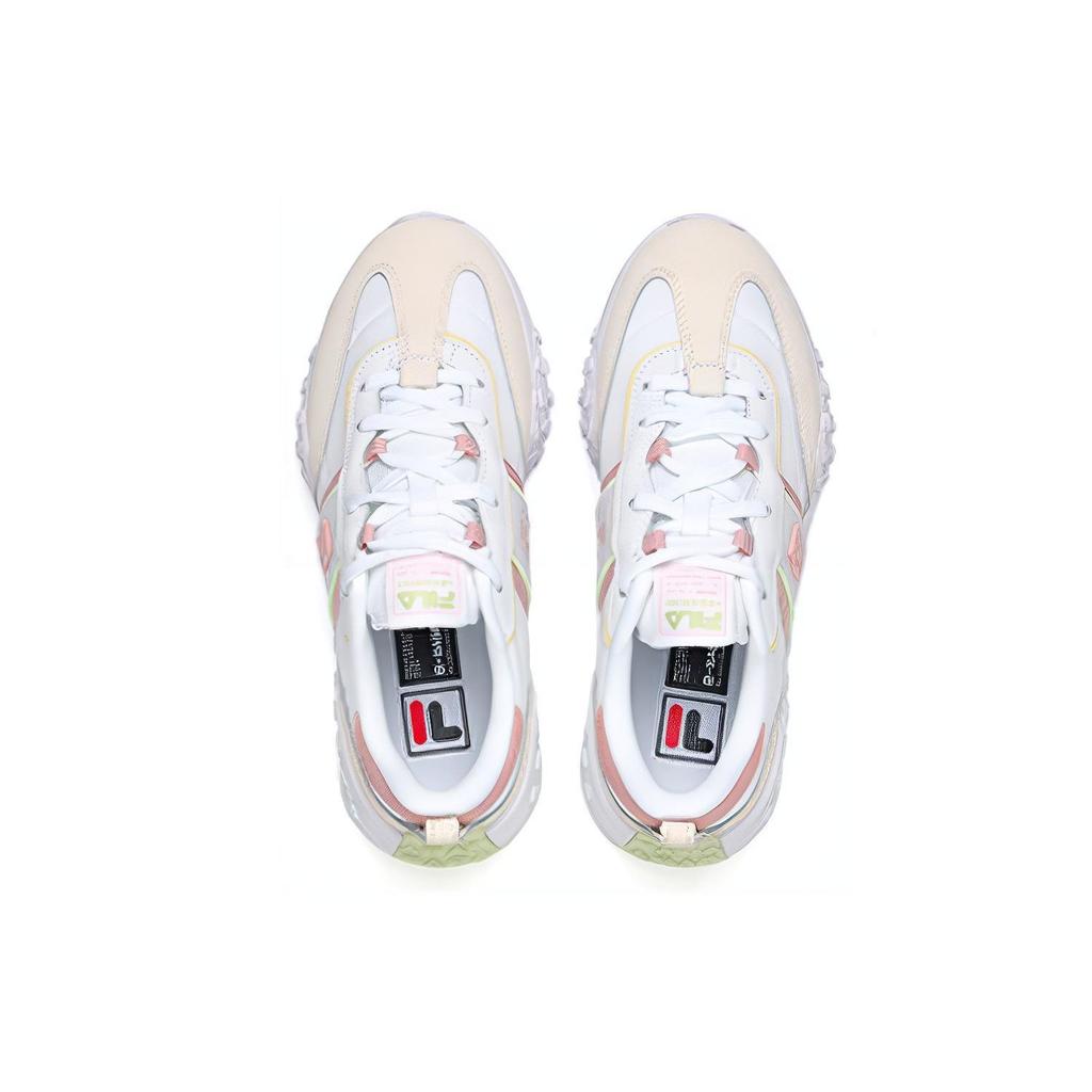 FILA Brick Fabric Synthetic Leather Two-Layer Cowhide Comfortable Low-Top Lifestyle Shoes Women sneaker White Pink F12W211119FWS