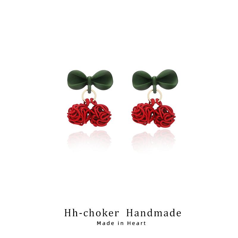 

Little Cherry~ Red Cherry Earrings French Stud Earrings Female Cute and Design Sense New Trendy Earrings Earclips