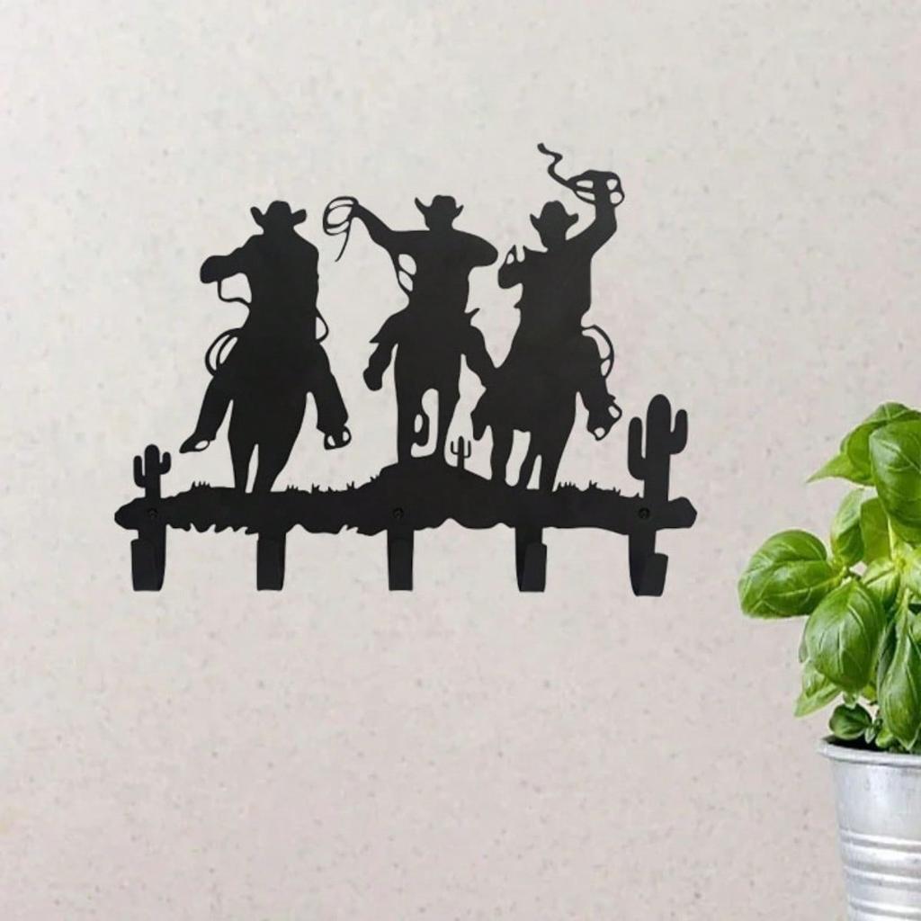 Metal Cowboy Hat Wall Hook Rack Western Decor Bar Hanging Storage Organizer