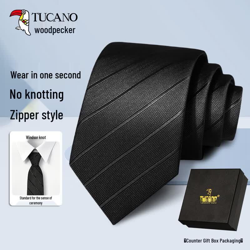 Men s Pre-tied Zipper Tie with Gift Box