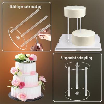 Floating Cake Pillar Shim & Straw Holder - 6/8/10 Inch Birthday Cake Stand