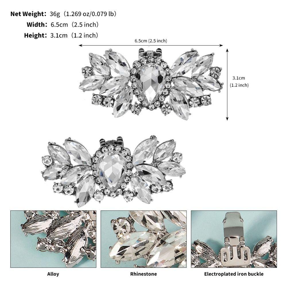 1 Pair Fashion Shiny Shoes Clips Rhinestone Removable Shoes Decorations Clip Shoes Flower Charm Buckle Women Shoes