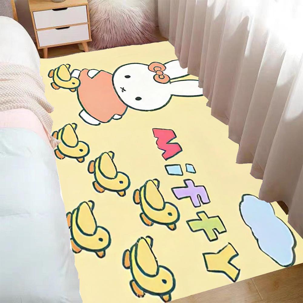 Kawaii Miffy Rabbit Carpet Bedside Blanket Foot Mat Cute Cartoon Bay Window Mat Coffee Table Blanket Anti-slip Floor Mat