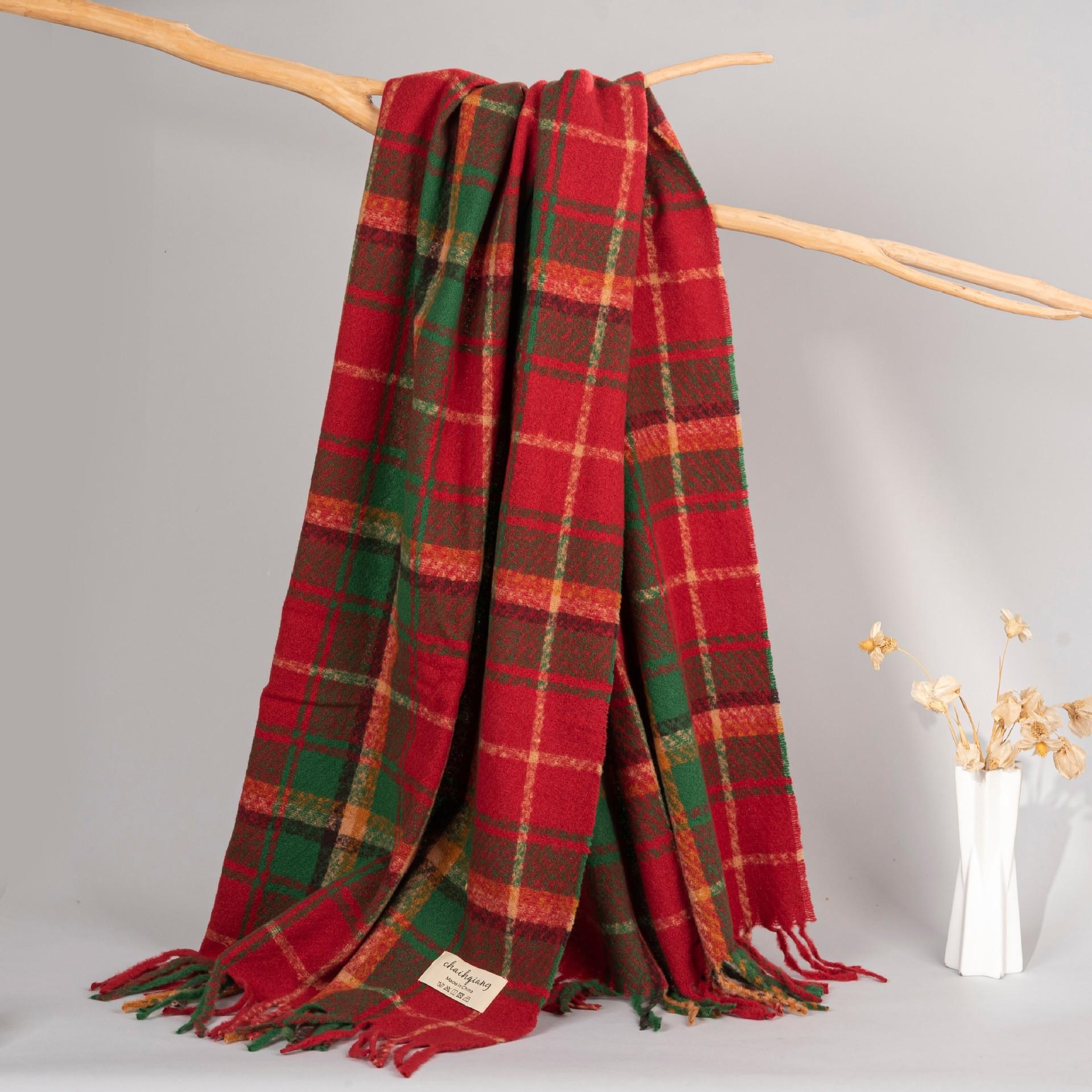 

Новый осенне-зимний клетчатый шарф из имитации кашемира, женский ветрозащитный и теплый шарф высокого класса, рождественская модная шаль 200*37CM