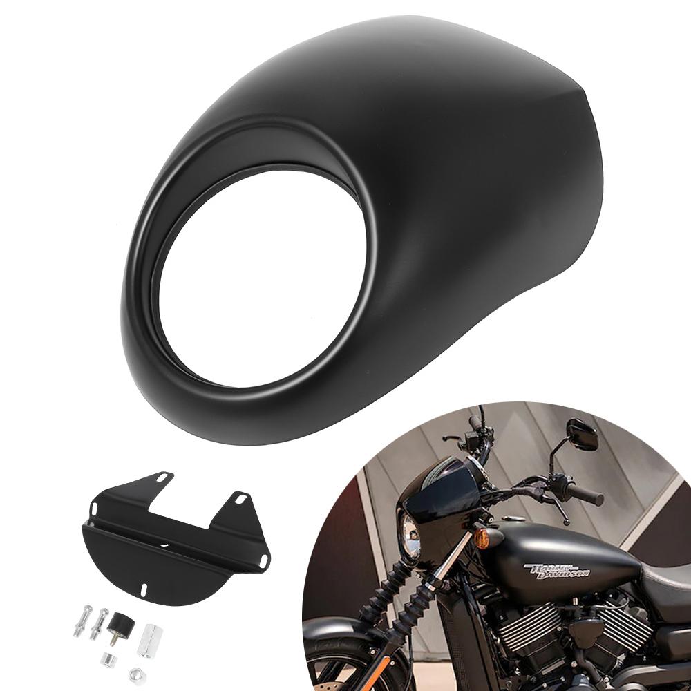 Motorcycle Black Headlight Grill Fairing Cover Abs Plastic Windshield For Harley 883 1200 Xl Front Fork Mount Dyna Sportster Xlch