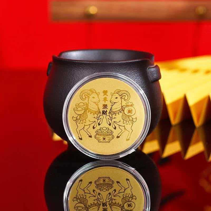 Monete Commemorative in Oro Anno della Capra 2027 Multiple Esquisite Designs Con Custodia Trasparente Per Regali di Capodanno Souvenir Collezione