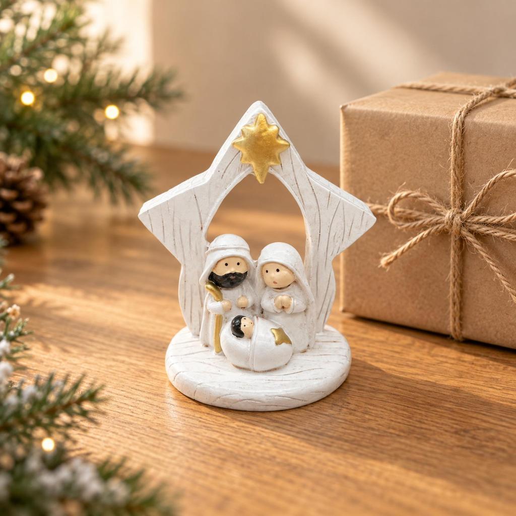 Resin Nativity Scene Figurine Slender for Shelf, Religious Décor Arrangement