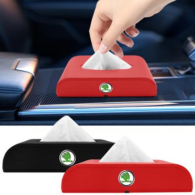 1pcs Car Tissue Box Holder Armrest Box Storage Case Emblem for Superb Octavia Kodiaq Yeti Rapid Karoq Fabia Kamiq Enyaq Vis