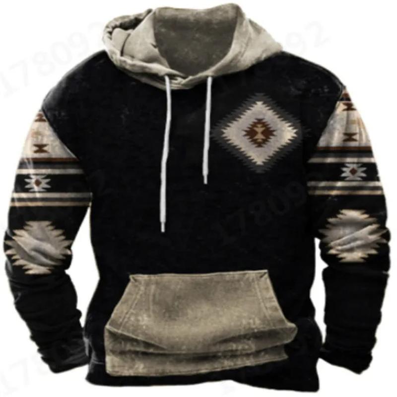 Винтажные графические мужские толстовки с капюшоном с традиционным индийским принтом пуловеры свободные повседневные толстовки с капюшоном одежда унисекс Ropa Hombre XXL 2279₽