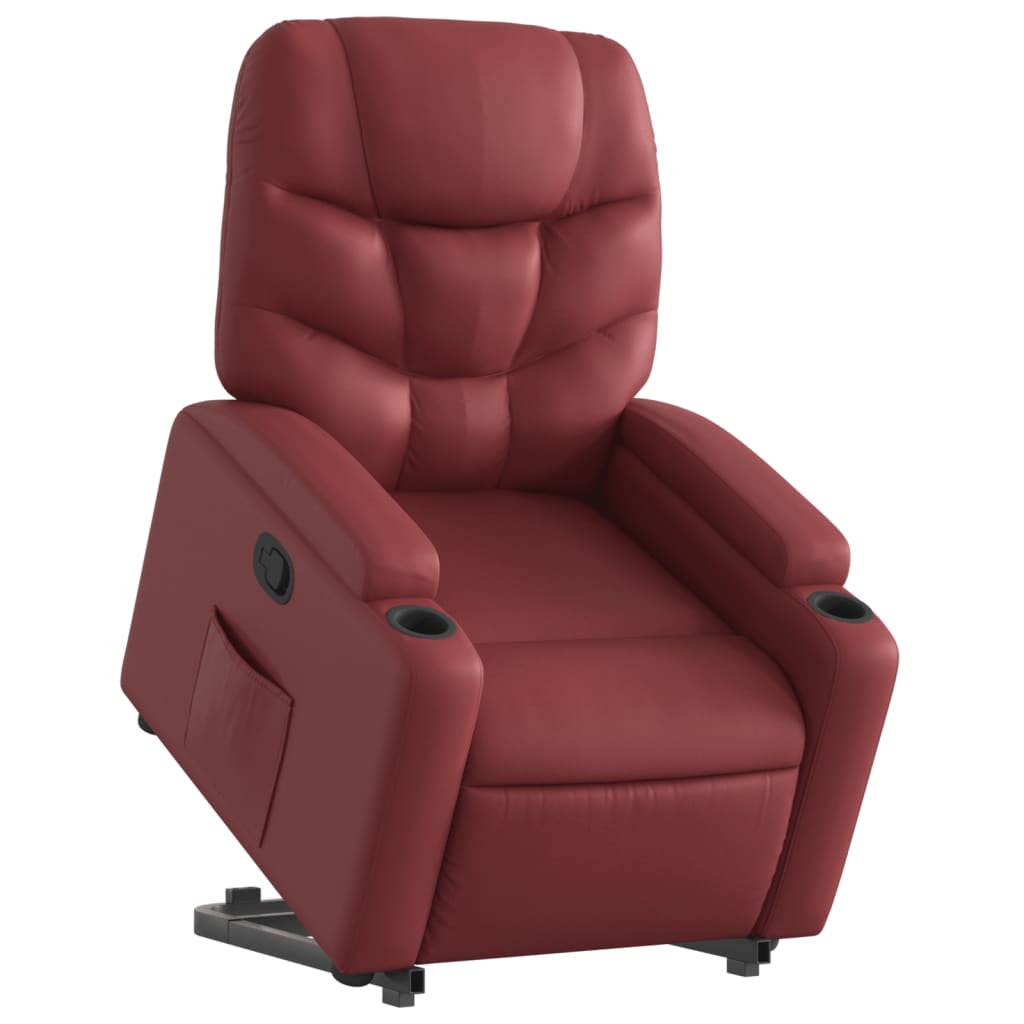 Recliner Chair with Rising Assistance Burgundy Faux Leather