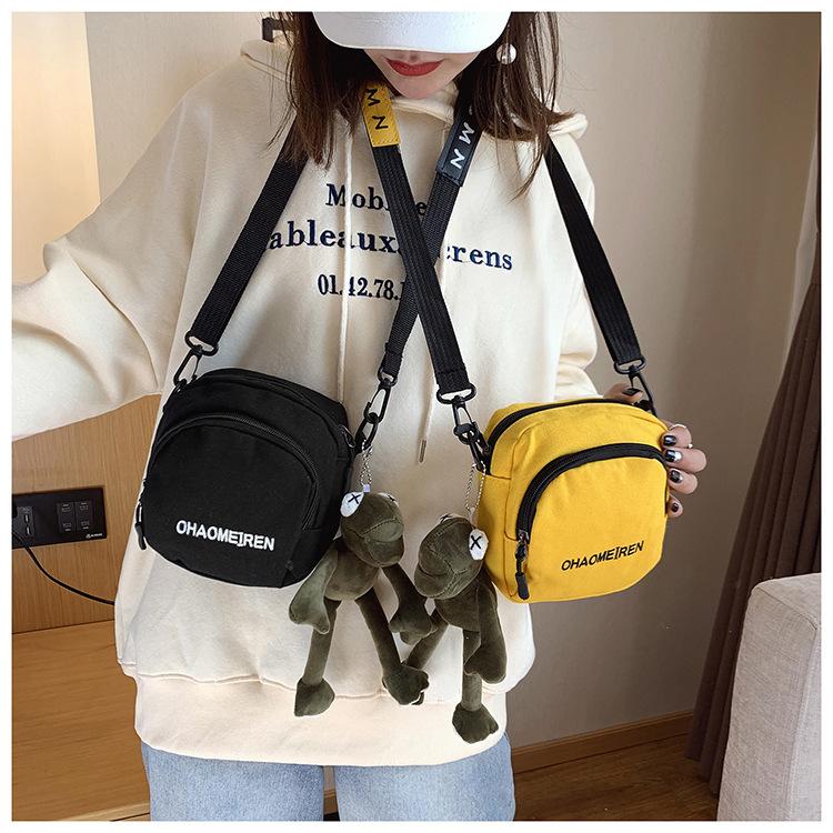Japanese Style Canvas Shoulder Bag for Women Mini Crossbody Purse Simple Street Style Handbag KTB