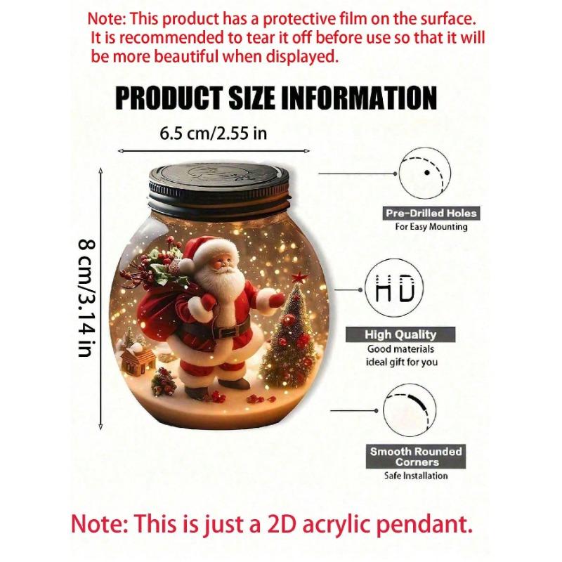 8CM Acrylic Wishing Bottle 2D Flat Pendant Car Pendant Ornament Christmas Ornament Christmas Tree Pendant