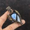 Owyhee Blue Opal Pendant Copper Wire Wrapped Pendant Gemstone Copper Jewelry Titanium Beads Pendant Handmade Wire Wrap Jewelry Gift For Her
