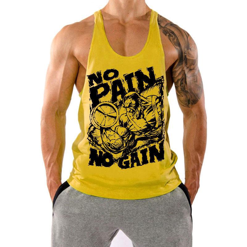 Men's Loose Breathable Sleeveless Training T-Shirt with Custom Logo for Summer Fitness.