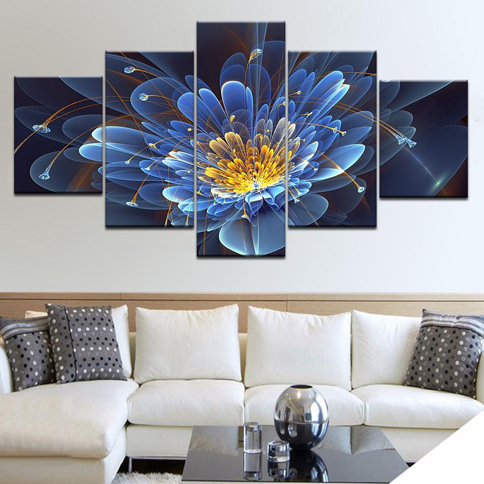 5 Panel HD Print The purple violet flower wall posters Canvas Art Painting For home living room decoration