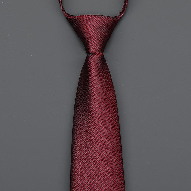 Burgundy Zip-Up Tie Men And Women Formal Wear Business Groom Best Man Wedding Korean Version No Striped Tie