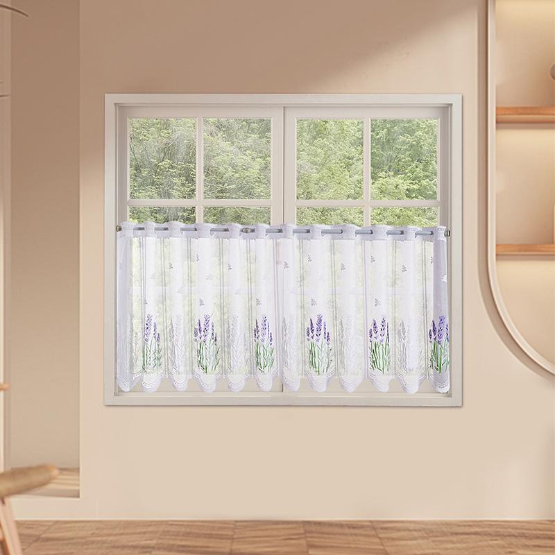 1Pc Window Drapes Kitchen Valance European Style Floating Sheer White Lace Curtains Window Drapes Cafe