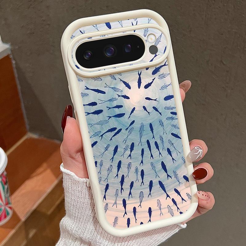 

Мягкий матовый чехол с принтом морского кита для Google Pixel 9 Pro XL 8 Pro 7A, противоударный защитный чехол для объектива из ТПУ Google Pixel 7 Pro бежевый/серый