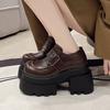10Cm platform loafers women's 2025 spring new small British style heightening small leather shoes muffin shoes