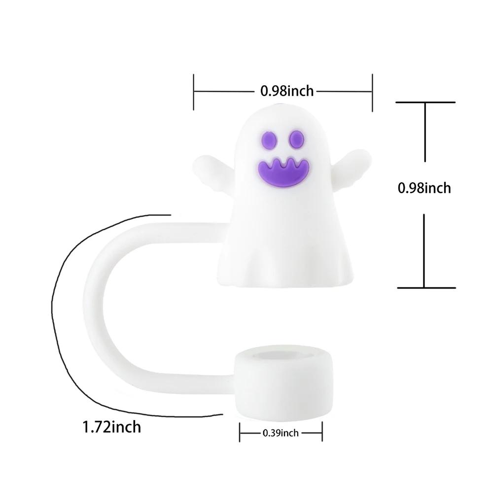 4/1Pcs Halloween Cute Ghost Straw Covers Cap Silicone Reusable Drinking Straw Topper Funny Accessories Perfect Halloween Gifts