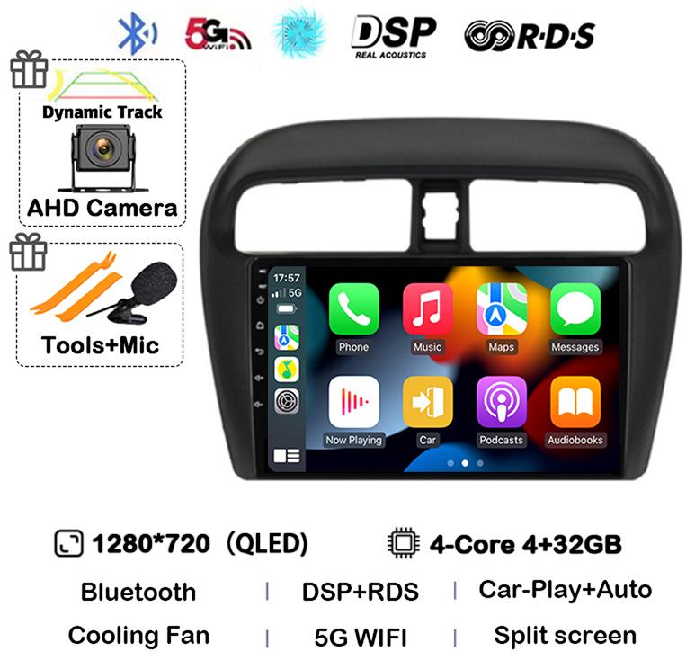 Android 14 Carplay Auto For Mitsubishi Mirage Attrage  6 2012 2013 2014 - 2018 2019 Multimedia Car Radio Player WIFI DSP Stereo