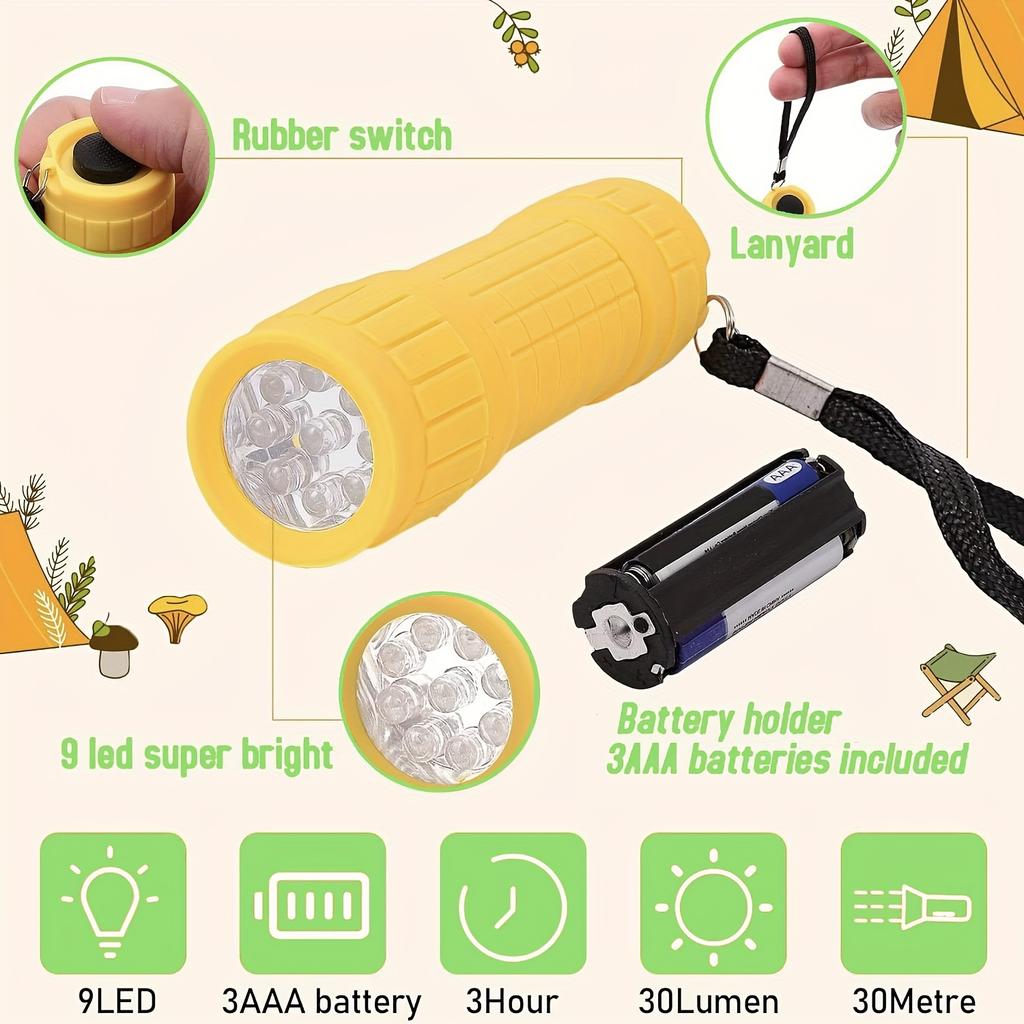Mini Portable Flashlight Nine XPE Lamp Beads Strong Lighting Using 3*AAA Batteries Pocket Outdoor Emergency Torch Children Gifts