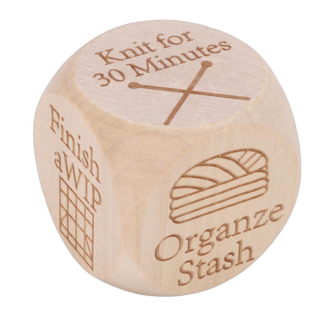 Knitting Dice Wooden Quilting Decision Dice with 6 Engraved Sewing Tasks Fun Quilting Motivation Tool for Knitters Crafters