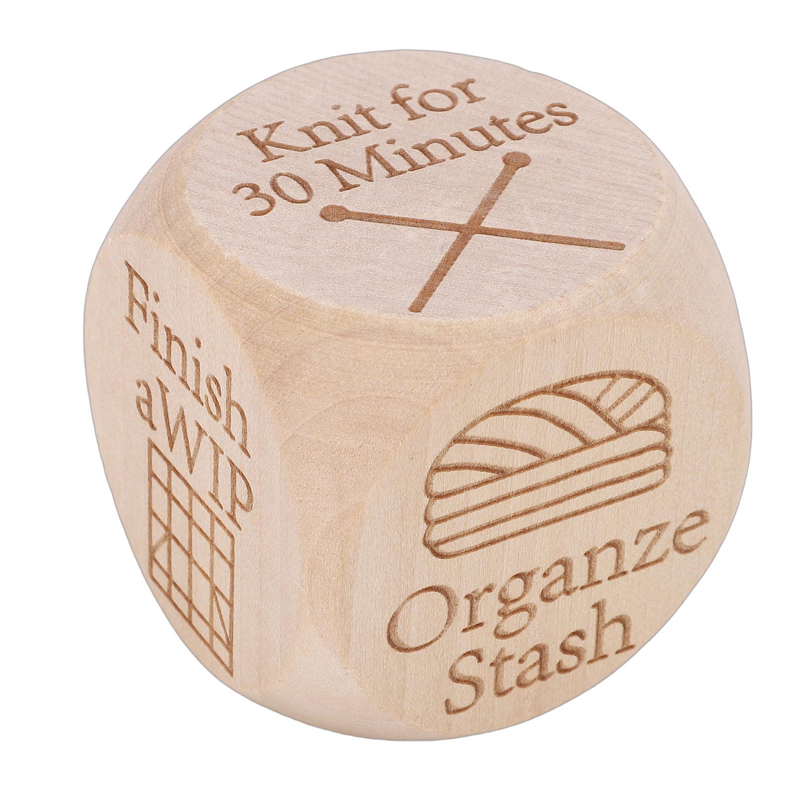 

Knitting Dice Wooden Quilting Decision Dice with 6 Engraved Sewing Tasks Fun Quilting Motivation Tool for Knitters Crafters