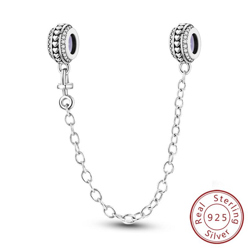 Safety Chain Charms Fit Original Copper Charms Beads Moon Star Butterfly Heart Safety Chain For Women Jewelry Gift