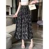 Summer Chiffon Floral High-Waist Slim Fit Midi Skirt - Versatile A-Line Flared Design Elegant Tiered Ruffles Breathable Lightweight Fabric