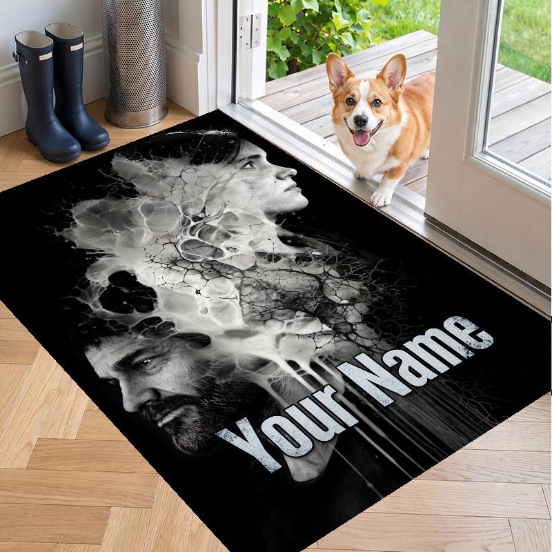 Custom Name The Last of Us Joel Ellie Crystal Velvet Floor Rug Personalized Text Soft Carpet Home Decor
