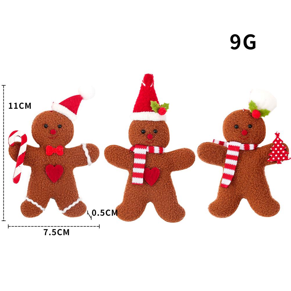 

3pcs Gingerbread Man Doll Pendants Christmas Tree Hanging Ornaments With Ropes For Christmas Decor men