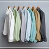 Spring and Summer Long Sleeve Mens Shirts Korean Version Solid Color Slim Shirts Comfort Pure Cotton Turn Down Collar Solid Color Casual Tops