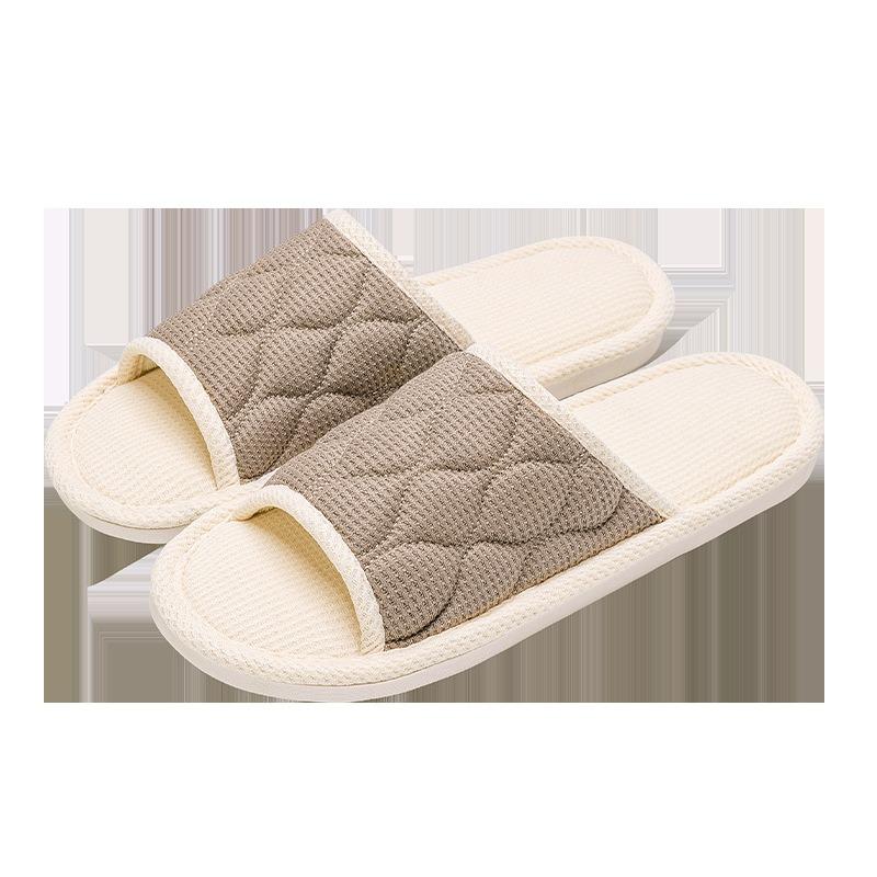 Plaid Slippers Men's Spring and Autumn Indoor Home Silent Home Use Four Seasons Cotton and Linen Slippers Women's New Winter and Summer