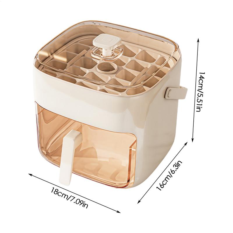 Ice Trays Press Ice Cubse Tray With Lid And Bin Press Non-Stick Iced Bucket Easy Release Kitchen Gadgets For Freezer Home &