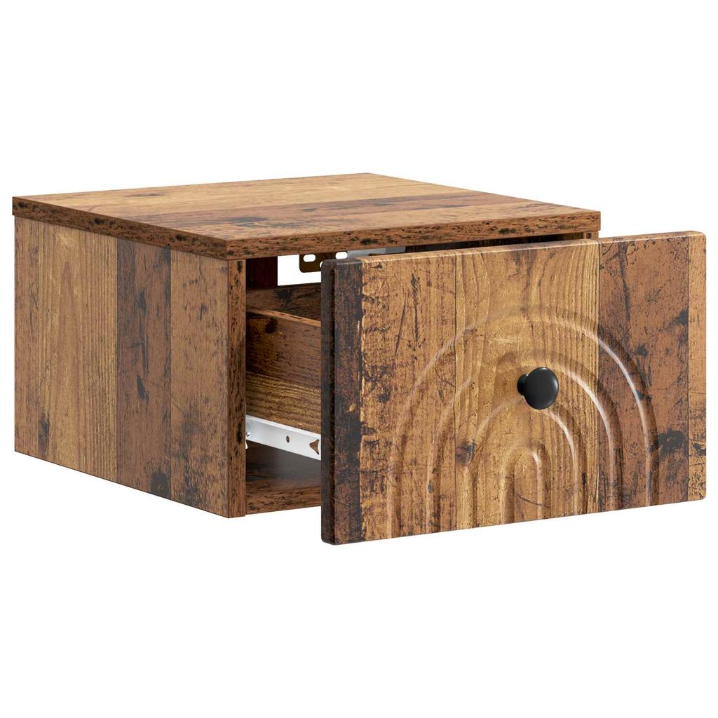 Wall Mounted Nightstand Reclaimed Wood 33 x 34.5 x 20 cm
