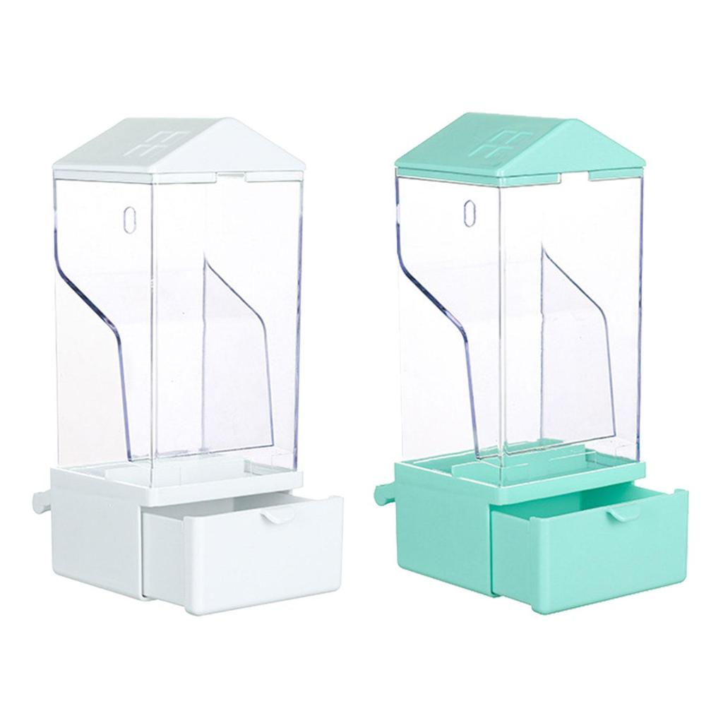 Parrot Cage Automatic Feeder Transparent Food Dispenser with Anti Waste Tray for Pigeon Canary and Finch