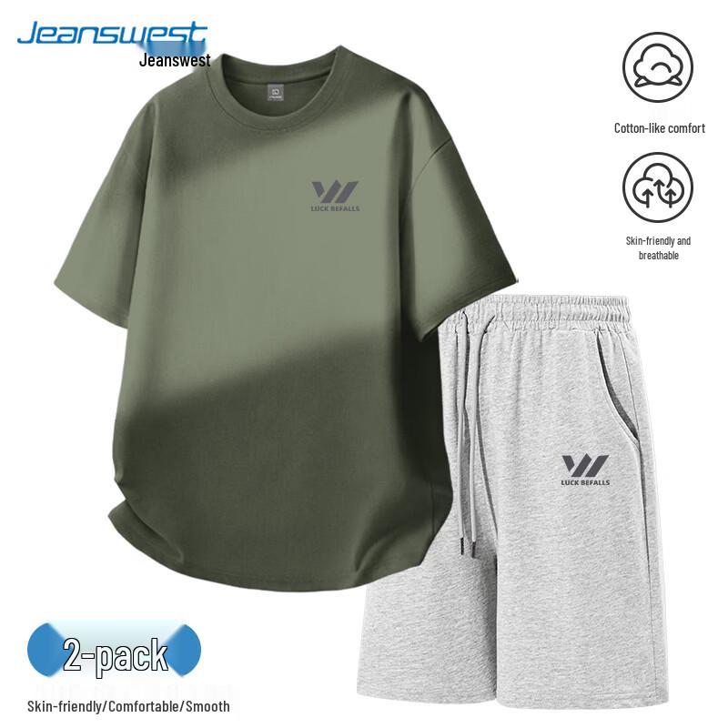 Jeanswest Men s Casual Cotton Short Sleeve & Shorts Set XL