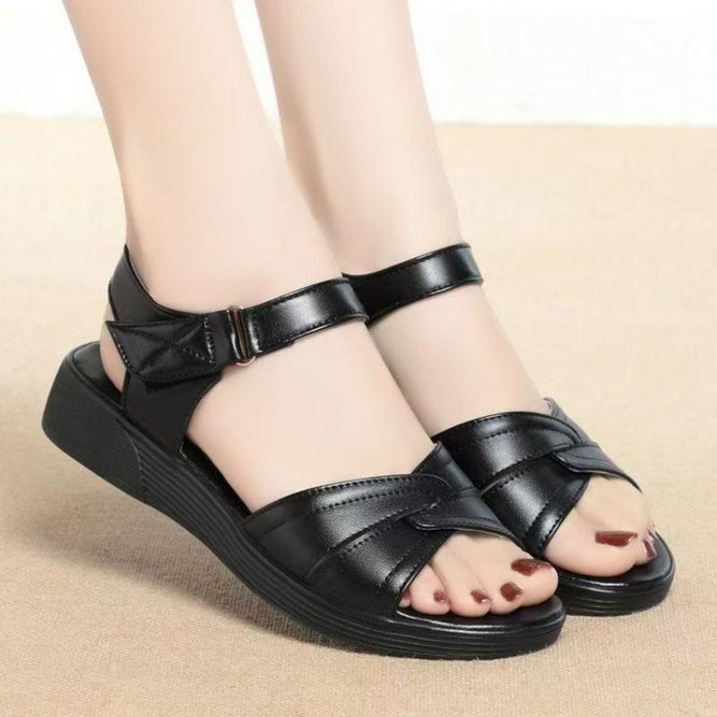 

Slope heel open-toed Velcro one-button casual heightening sandals summer new platform sandals 40 чёрный