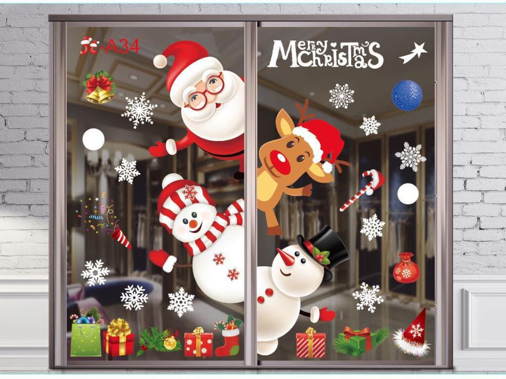 Christmas Decoration Supplies Window Stickers Santa Elk Wall Sticker for Christmas Home Door Window Display Decor Xmas New Year Decoration