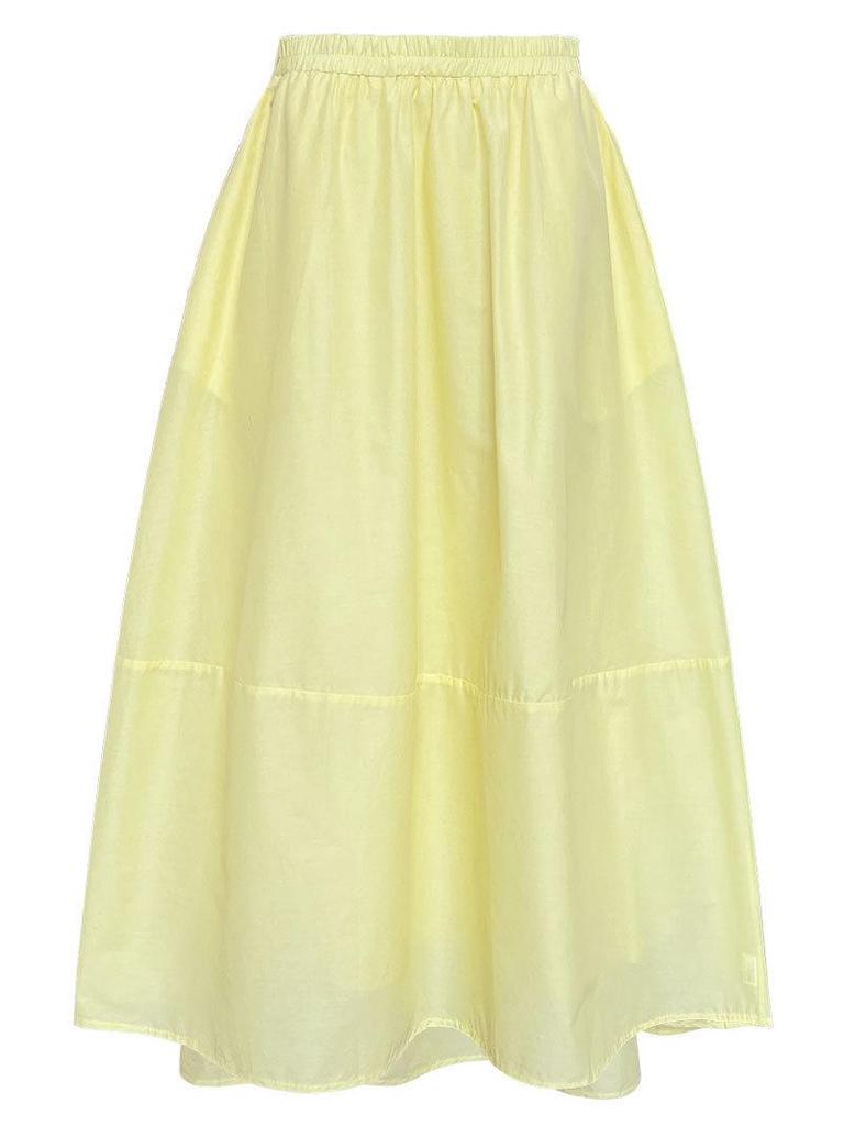 Summer Yellow High-Waist A-Line Umbrella Skirt