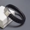 Korean Style Stainless Steel Magnetic Buckle Bracelets Bangles Hand Woven Leather Roper Bracelet Men Friendship Jewelry Pulseras